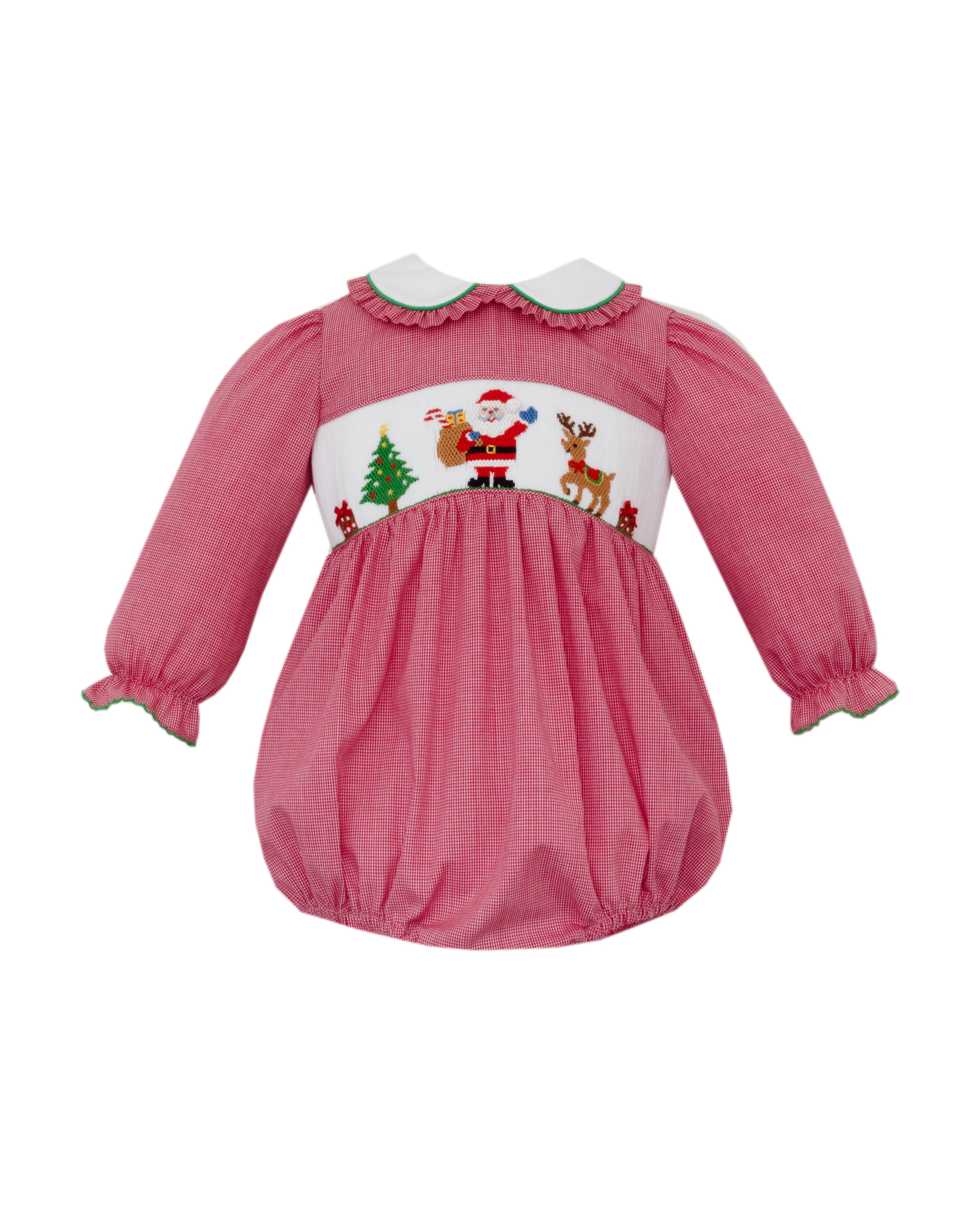Merry Christmas Smocked Girl Bubble – The Ruffled Stork