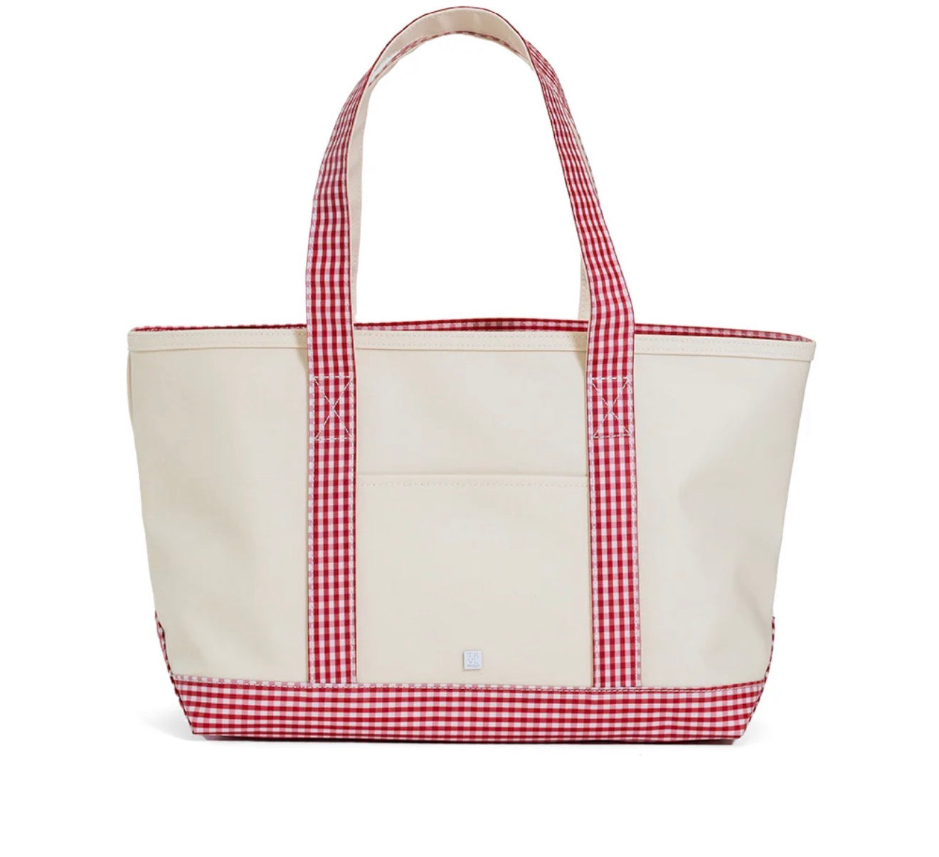 Medium Tote - Coated Canvas Natural W/ Red Gingham – The Ruffled Stork