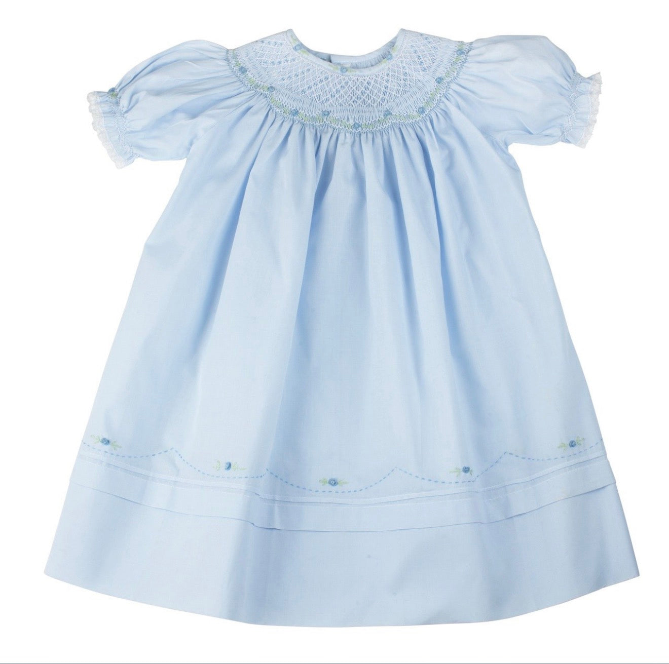 Rosette Bishop Dress - Blue – The Ruffled Stork