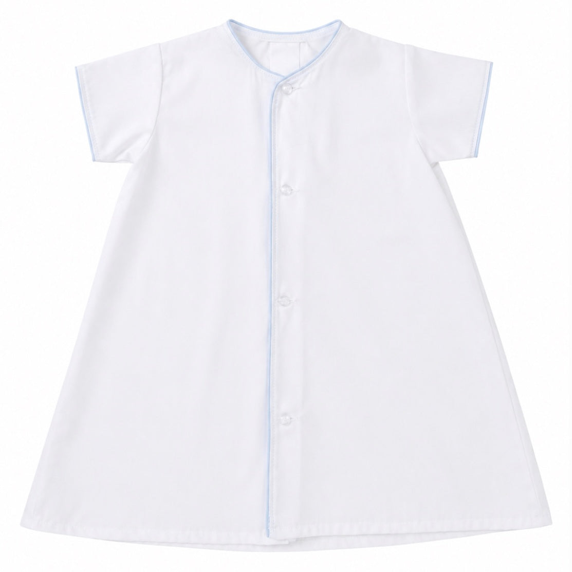 White/Blue Trim Daygown – The Ruffled Stork