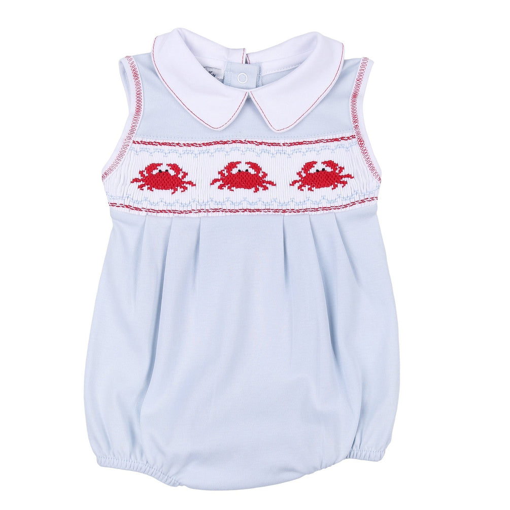 Crab Smocked Collared Boy Bubble