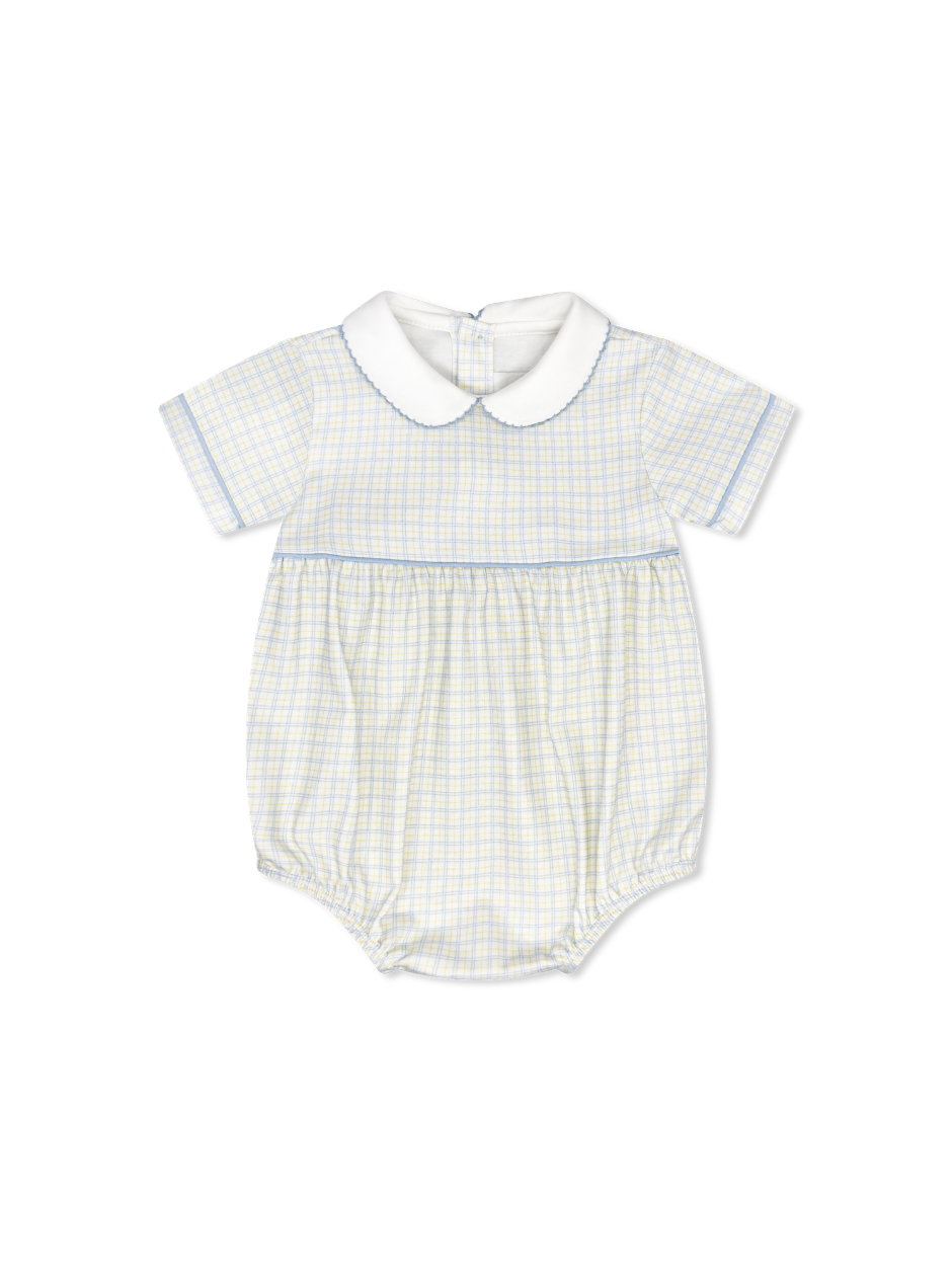 Baby Bea Bubble - Cornflower Check – The Ruffled Stork