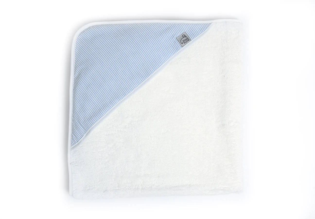 Blue Seersucker Hooded Towel