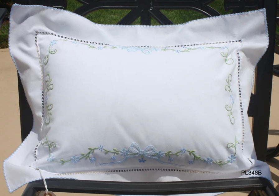 Blue Embroidered Pillow w/ Insert