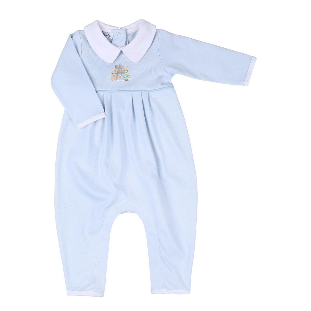 Blue Gingerbread Embroidered Playsuit