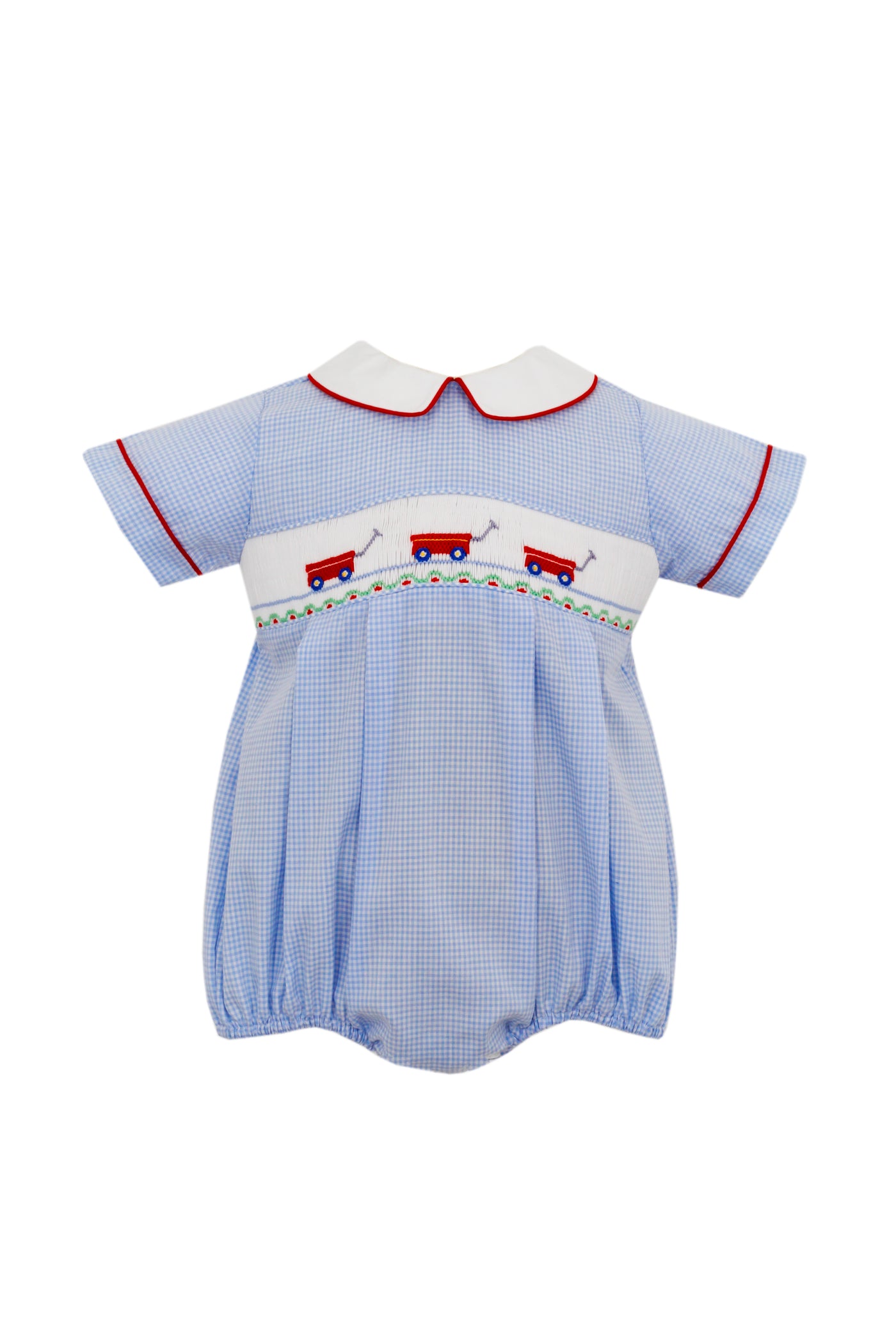 Red Wagon Smocked Bubble - Blue Gingham