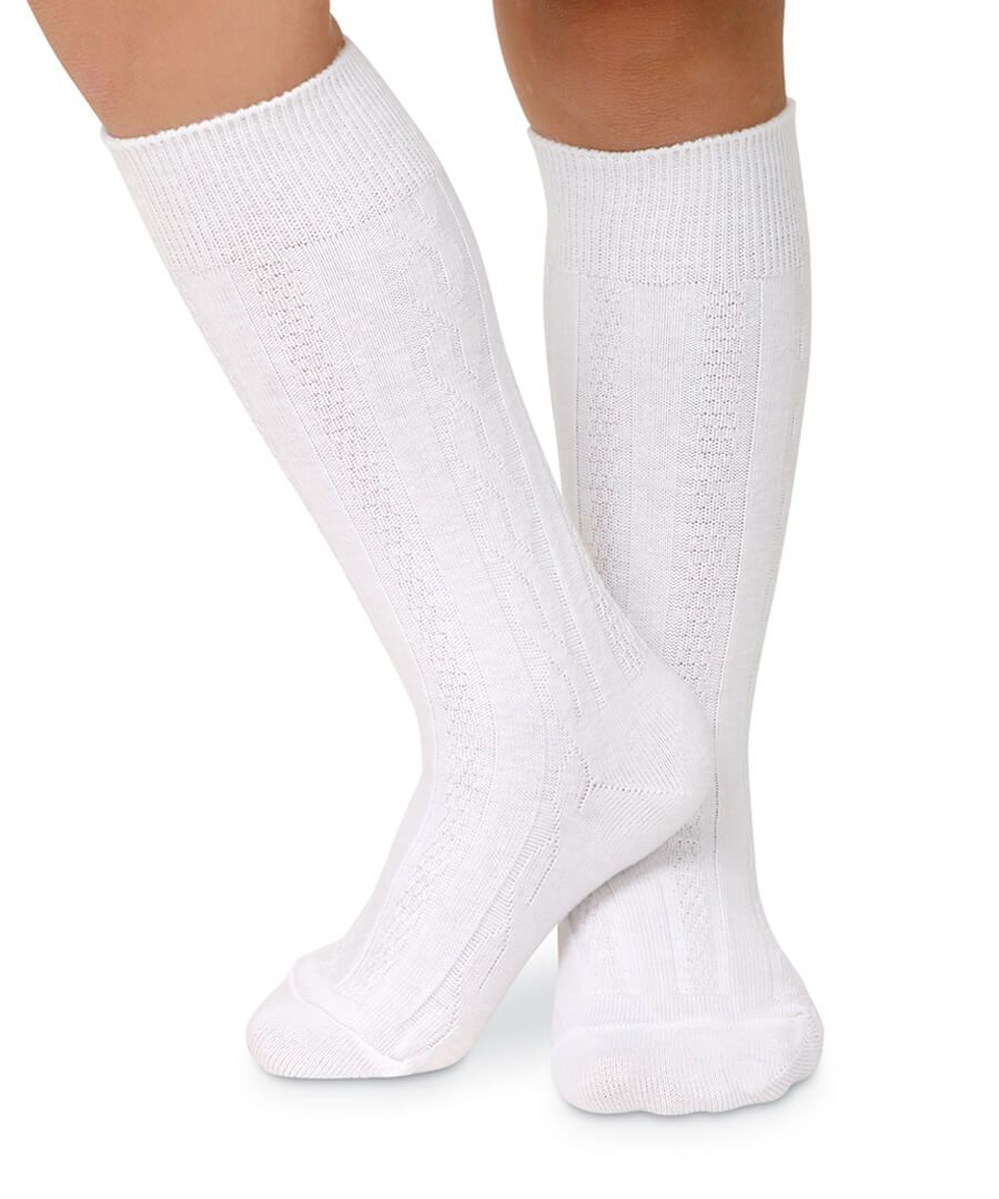 Ivory Cable Knit Knee High Socks