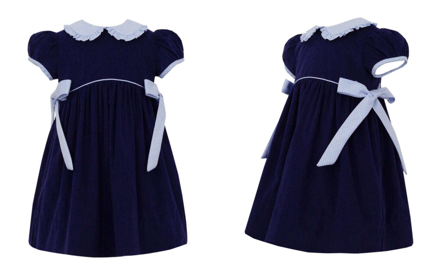 Navy Corduroy Dress w/ Side Bows