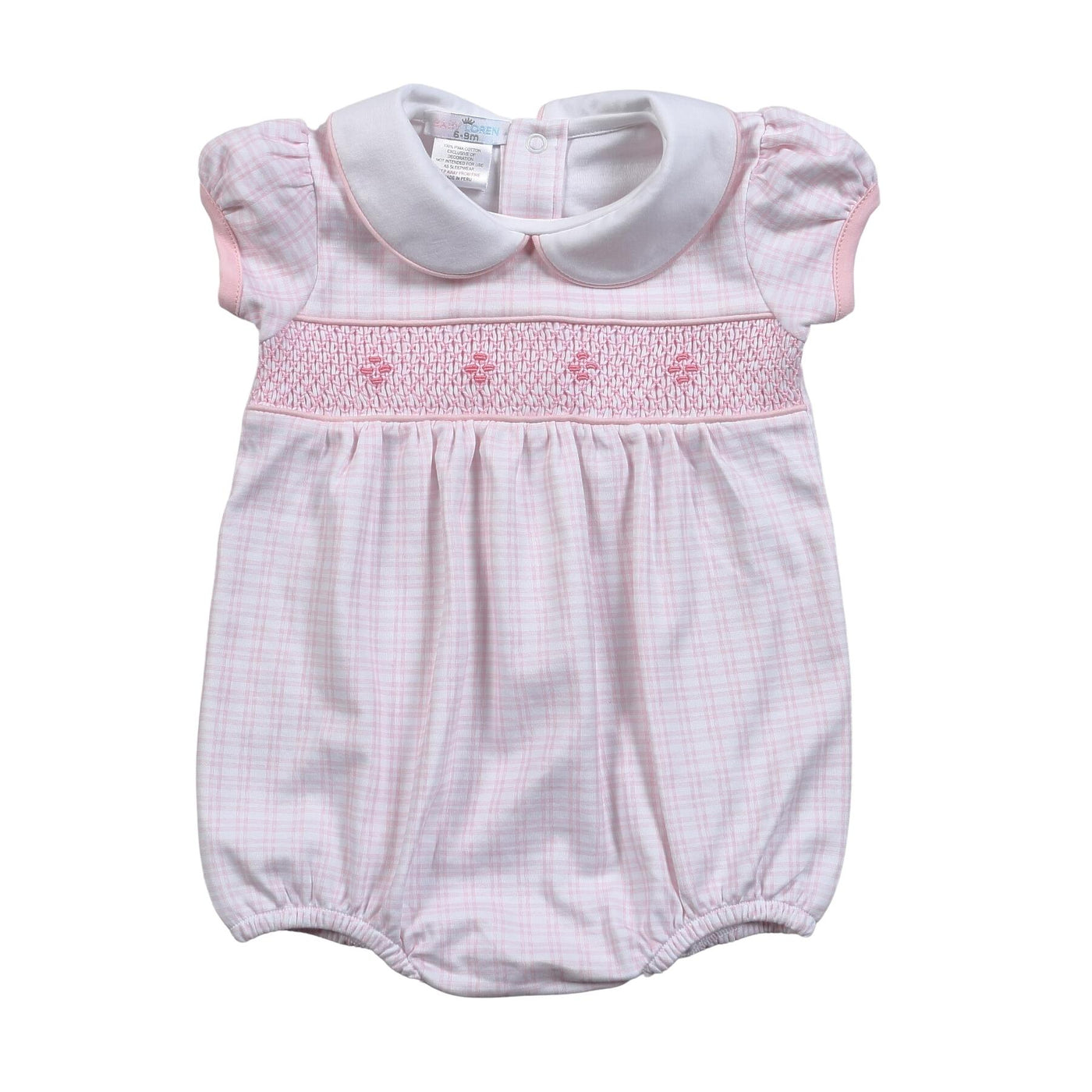 Pink Plaid Smocked Bubble