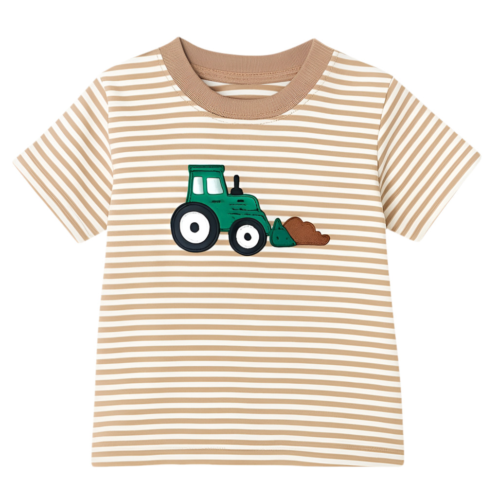 Sand Stripe Tractor Applique T-Shirt