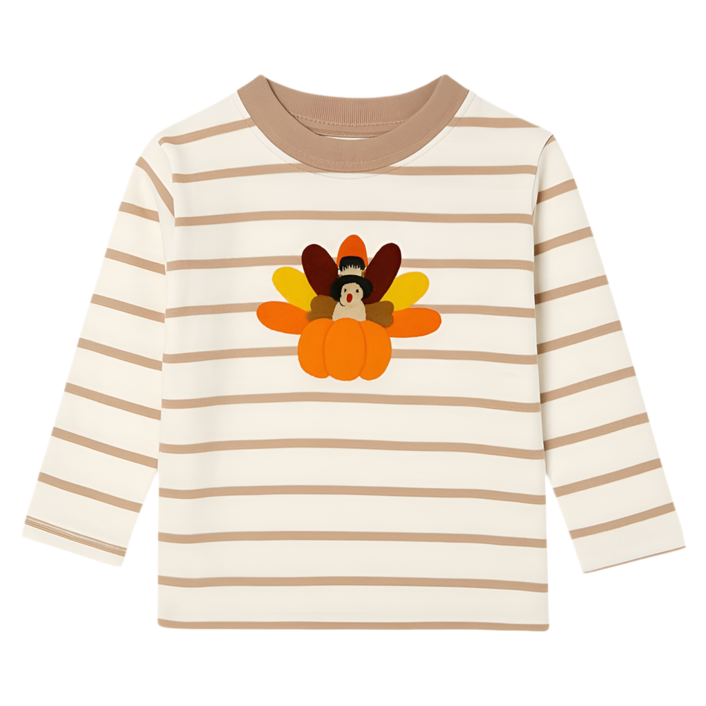 Sand Stripe Turkey Applique T-Shirt