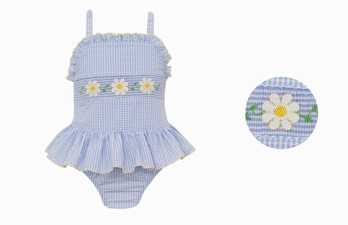 Daisies Blue Seersucker Swimsuit