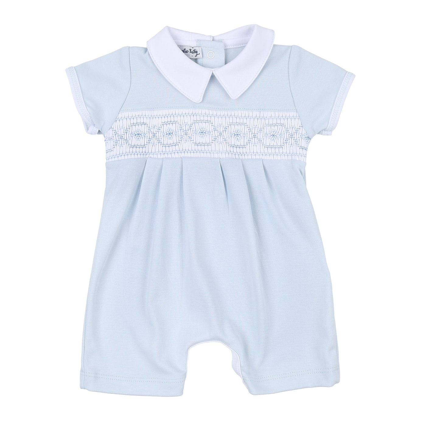 Light Blue Smocked Collared Playsuit