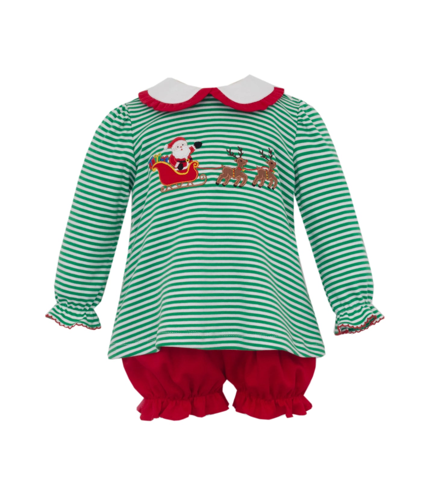 Green Stripe Knit Bloomer Set - Santa's Sleigh – The Ruffled Stork
