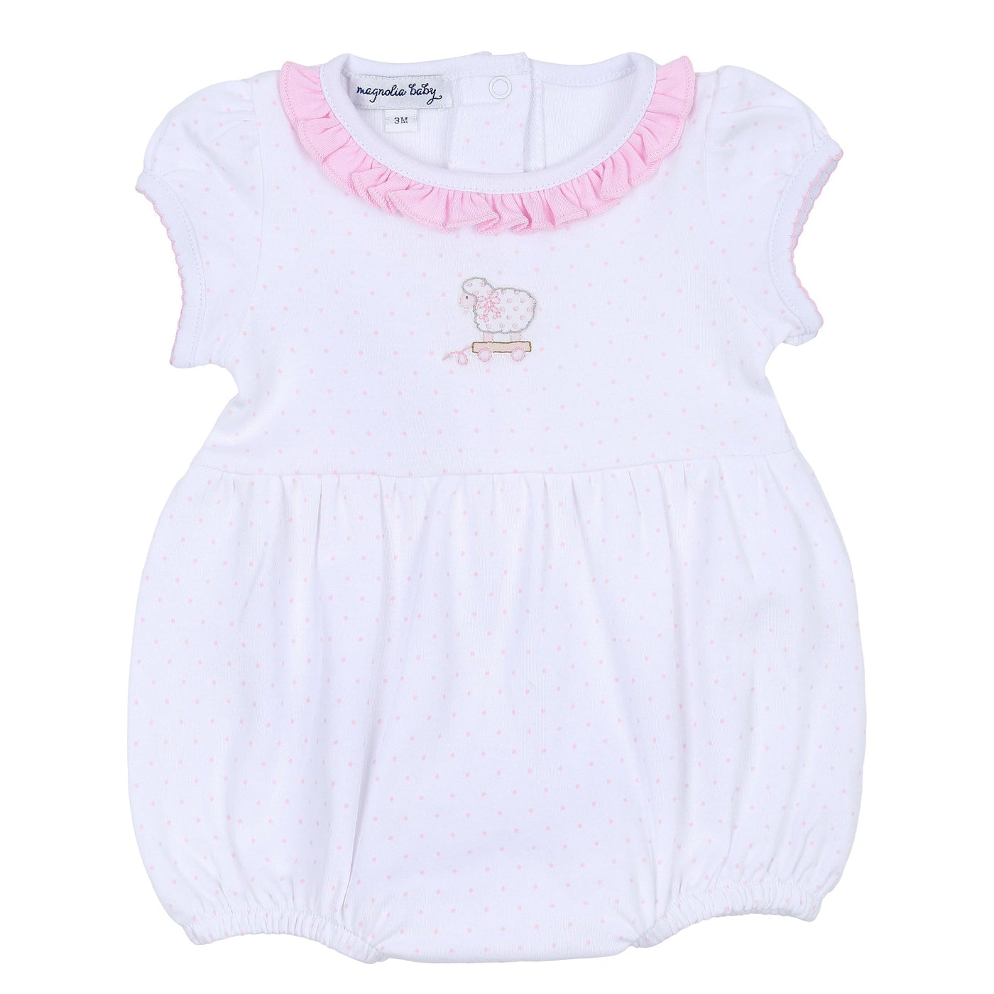 Darling Lambs Embroidered Bubble - Pink