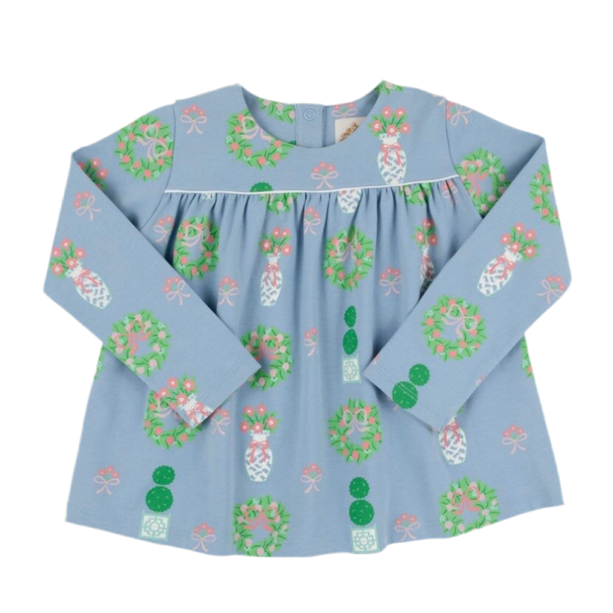 Dowell Day Top - Topiaries & Tangerines/Barrington Blue