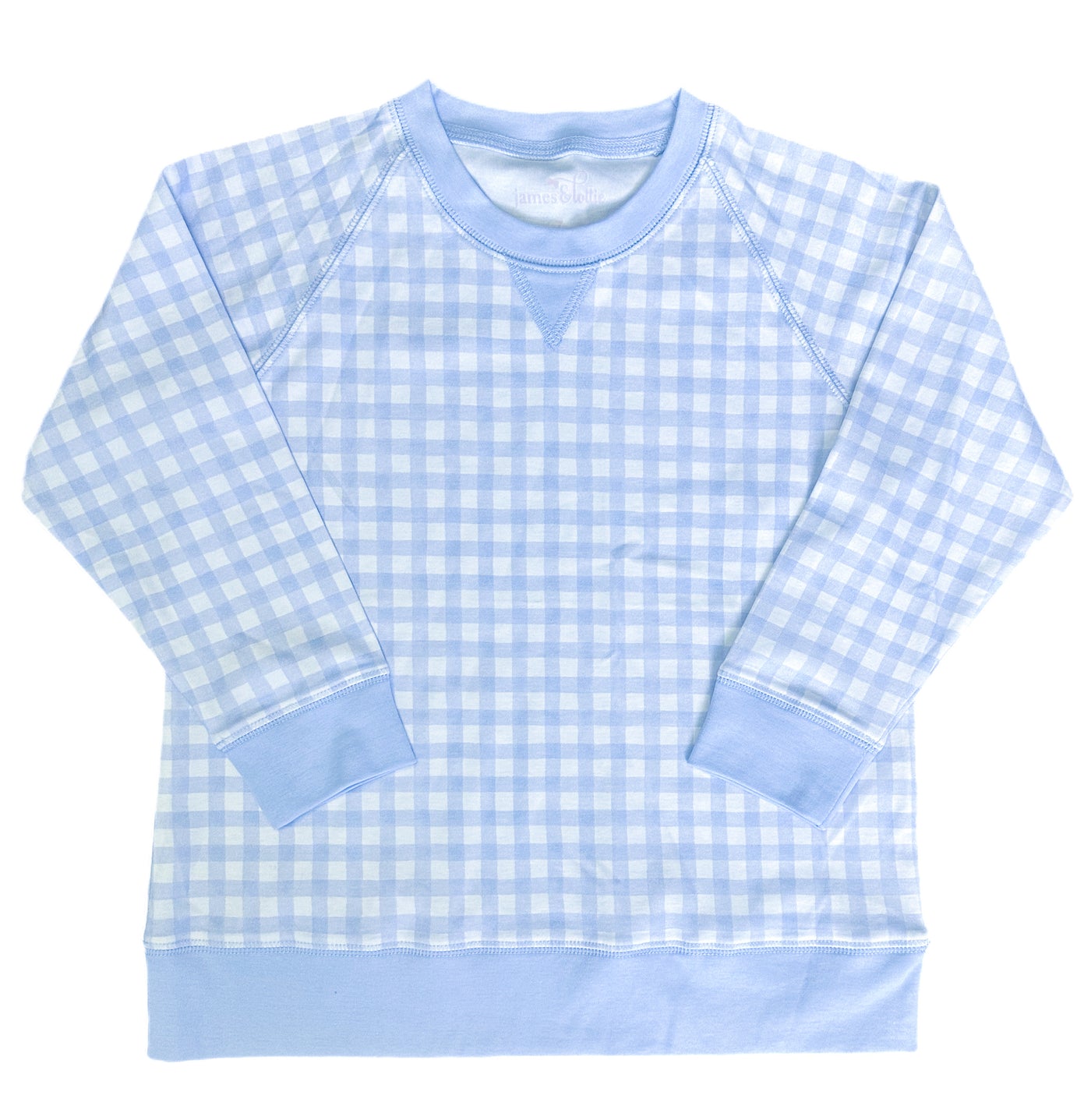 Light Blue Gingham Knit Legging Set