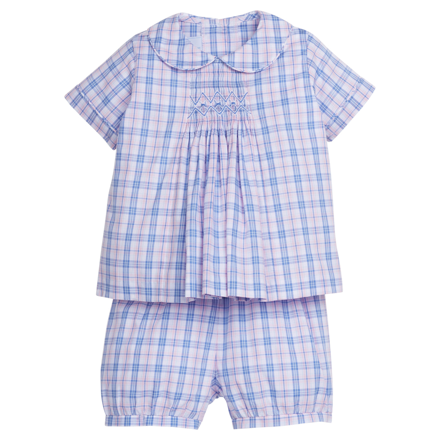 Chest Smocked Short Set - Albany Plaid