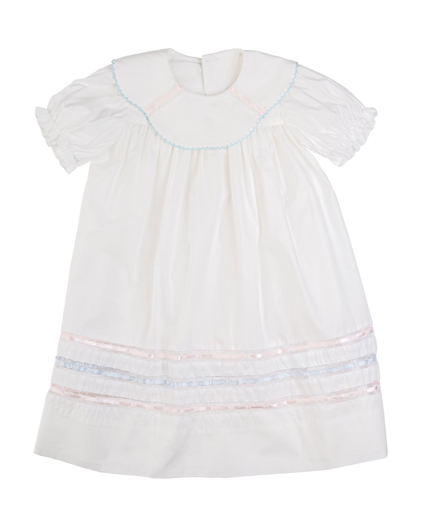 Donahue Dress - Blessings White Batiste, Blue, Pink