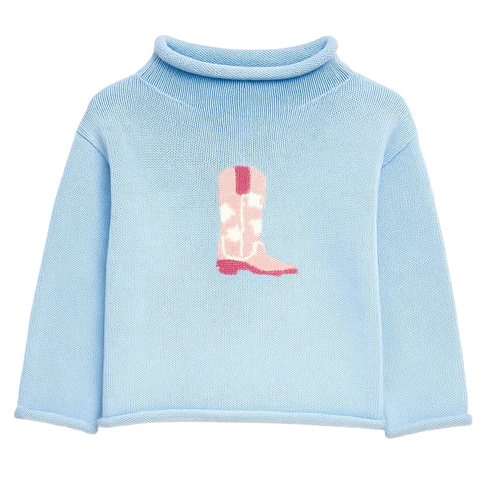 Sky Blue Rollneck Sweater - Cowgirl Boot