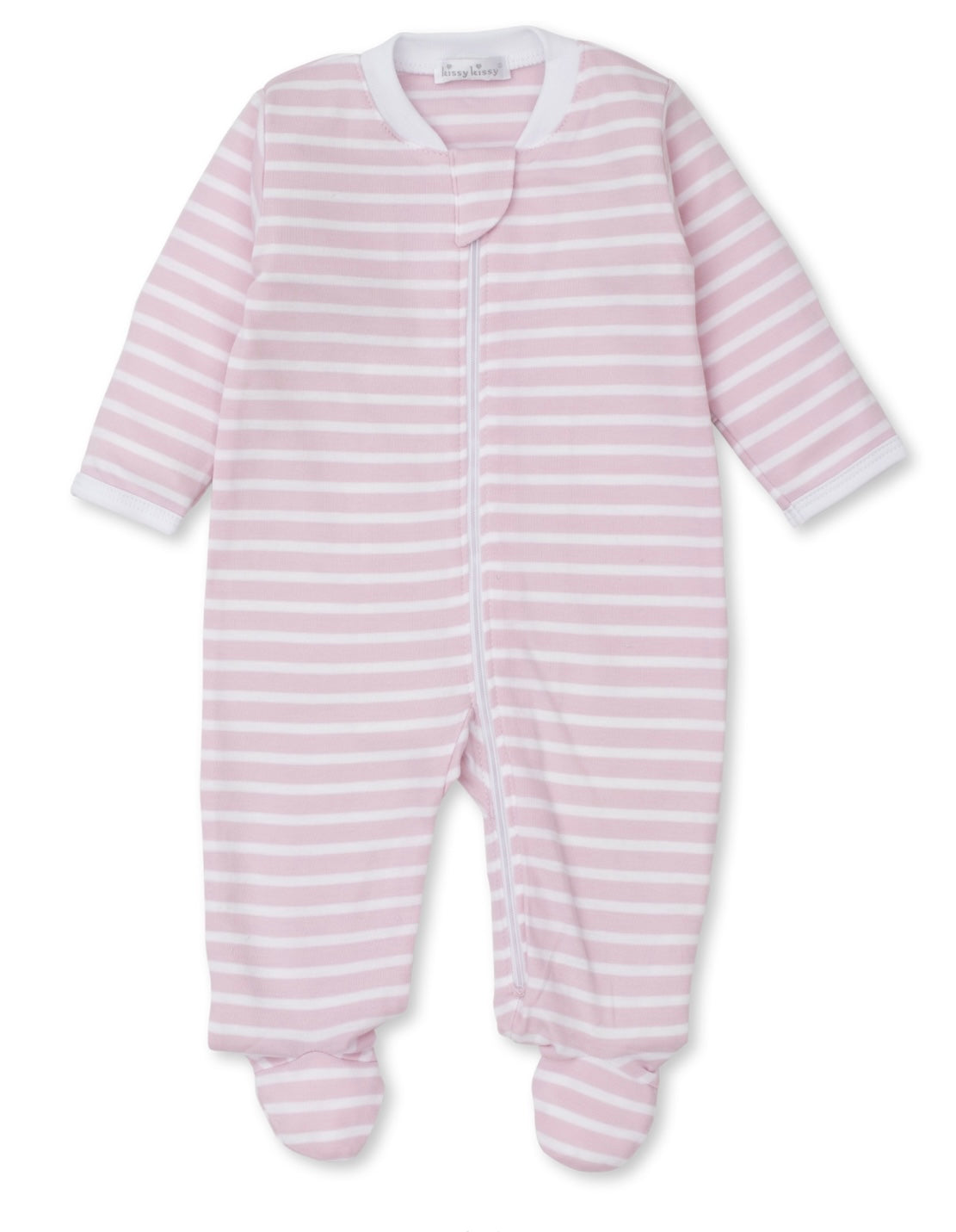 Pink Stripe Zipper Footie