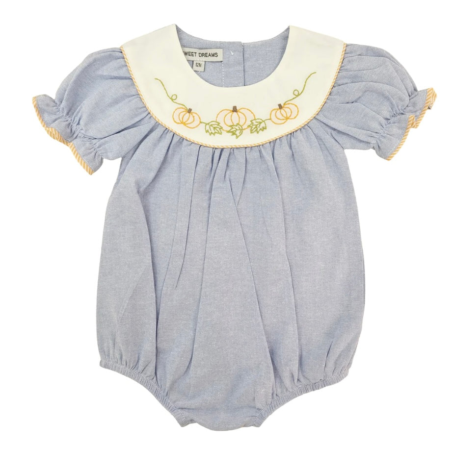 Chambray Embroidered Pumpkin Bubble