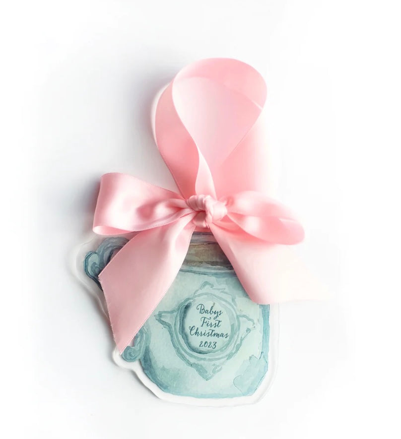 Baby’s First Christmas Ornament 2023 - Pink/Blue Ribbon