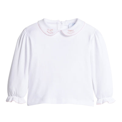 Long Sleeve Pinpoint Bubble - Pink Rocking Horse
