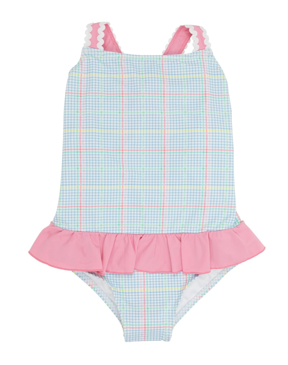 Taylor Bay Bathing Suit - Piccadilly Plaid/Hamptons Hot Pink