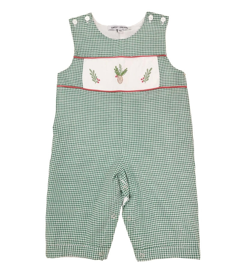 Embroidered Pinecone Longall-Green Gingham