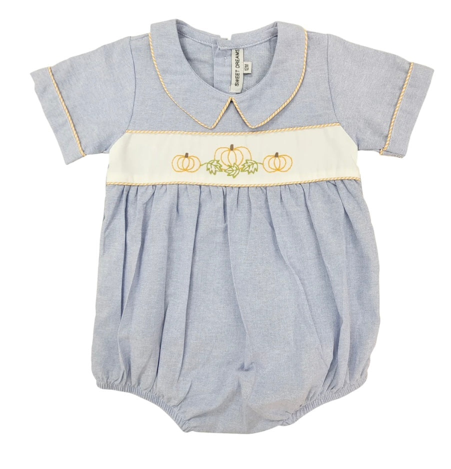 Chambray Embroidered Pumpkin Bubble