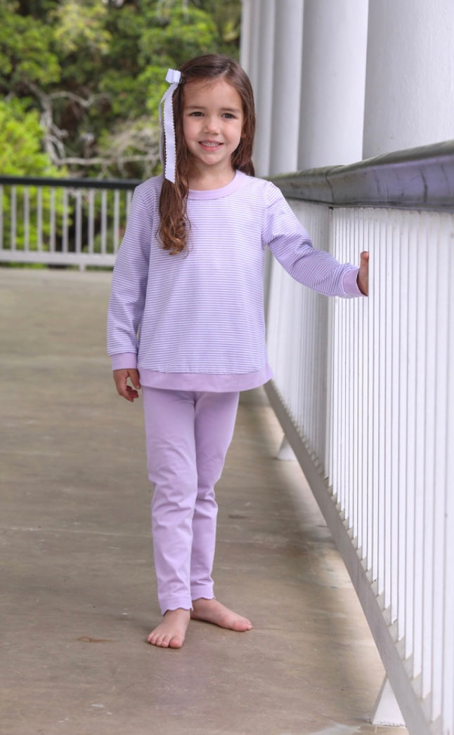 Reagan Top/Scallop Leggings Set - Lavendar