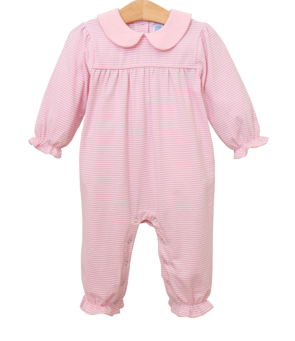 Abigail Romper - Light Pink Stripe