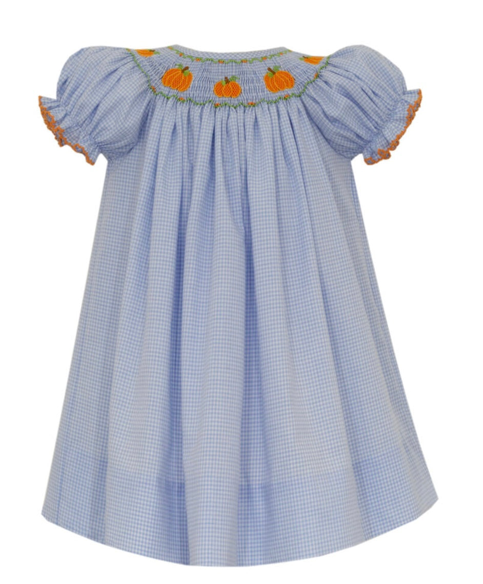 Blue Gingham Bishop Pumpkin Dress