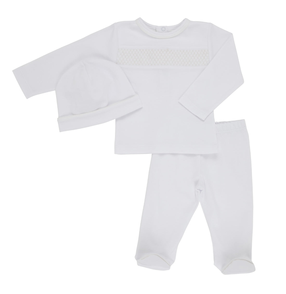 Smocked Hart's Hold Me Set - Worth Ave White/Palmetto Pearl