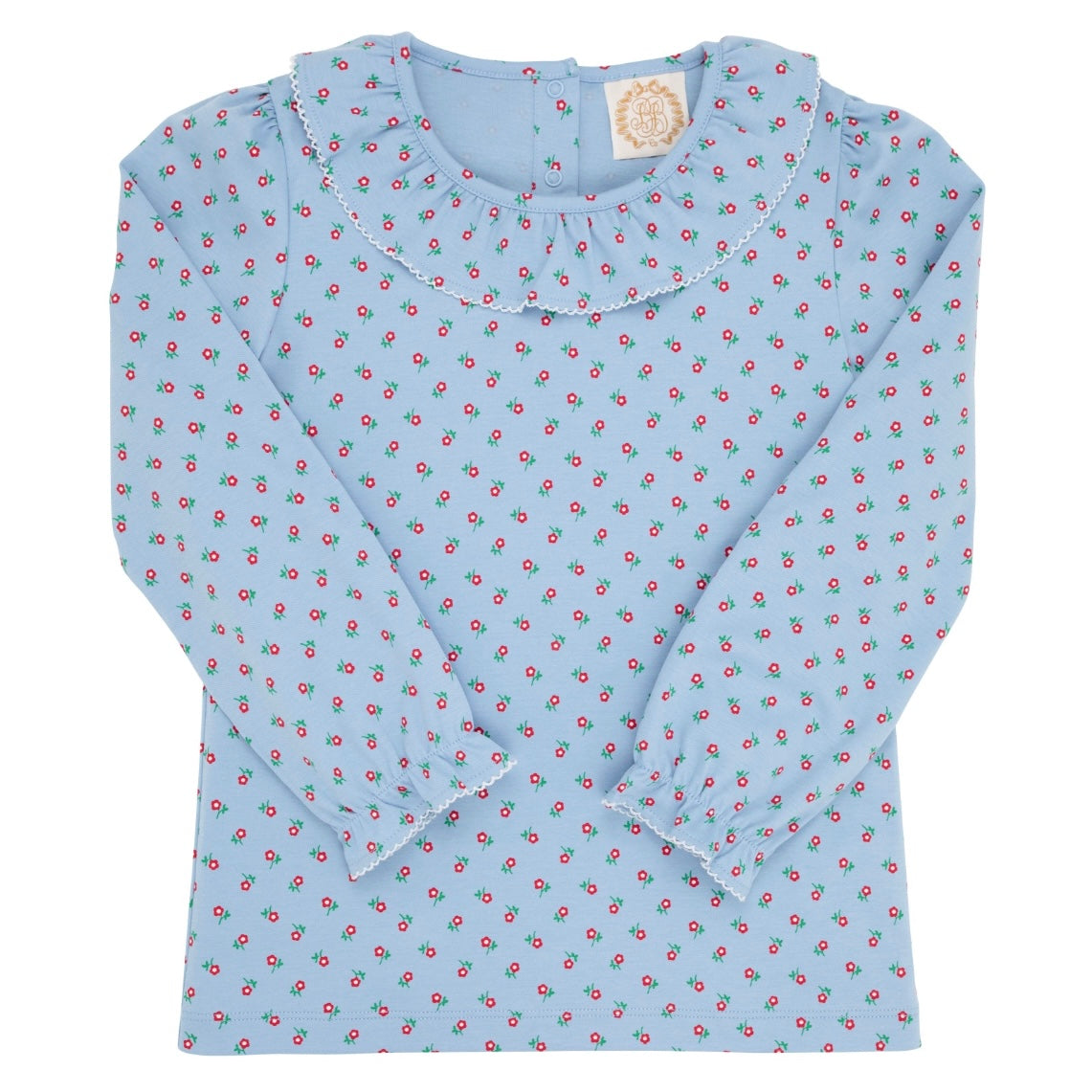 Ramona Ruffle Collar Shirt - Barrington Blue Midway Micro Floral