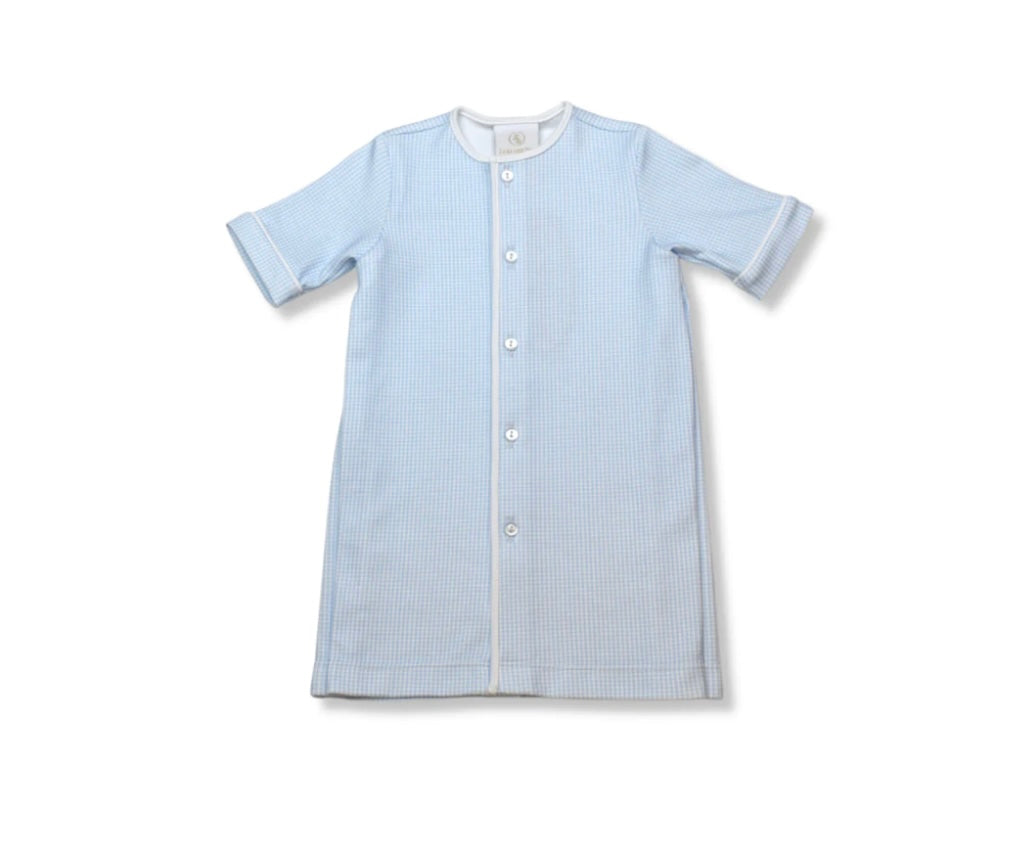 Welcome Little One Daygown - Baby Blue Minigingham Knit