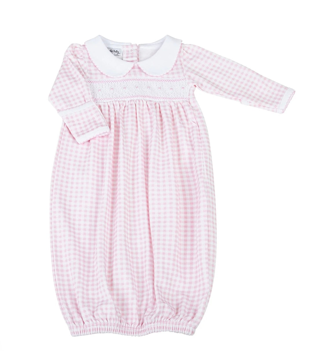 Pink Mini Gingham Smocked Gown