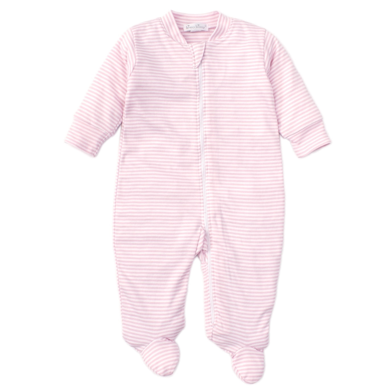 Kissy Stripes Zip Footie - Pink