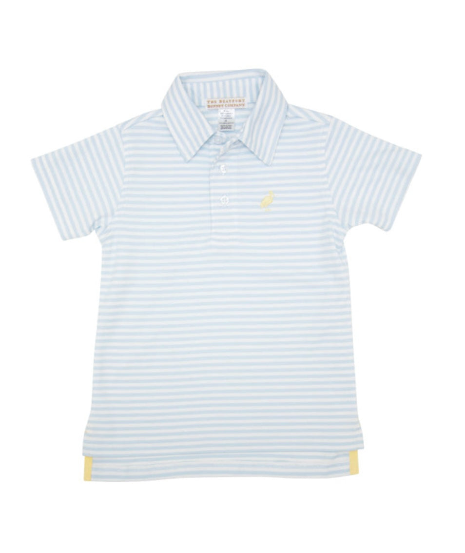 Prim and Proper Polo - Buckhead Blue Stripe/Seaside Sunny Yellow