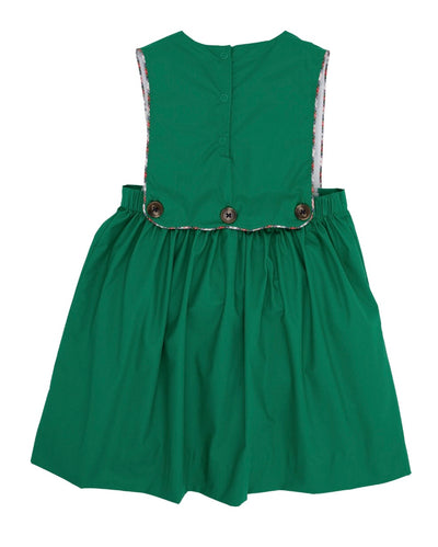 Brady Button In Bow Dress - Kiawah Kelly Green/Merritt Park Plaid