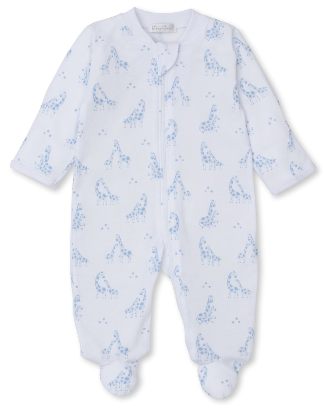 Giraffe Glee Zipper Footie - Blue