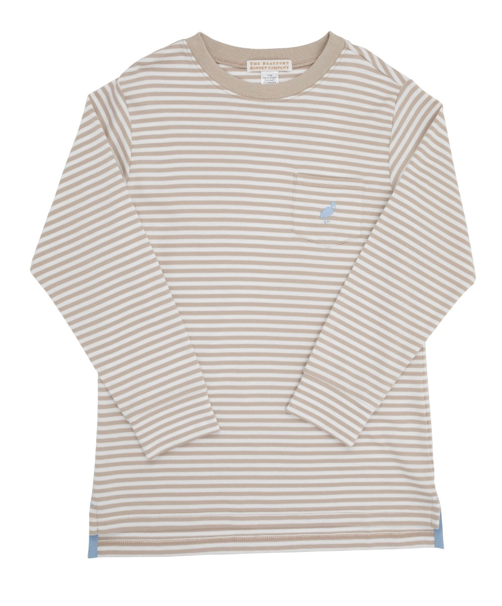 Carter Crewneck- Keeneland Khaki/Barrington Blue