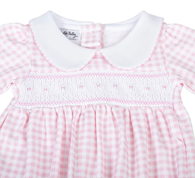 Pink Mini Gingham Smocked Gown