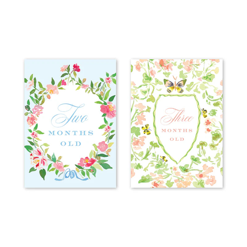 Floral Crest Milestone Cards – The Ruffled Stork