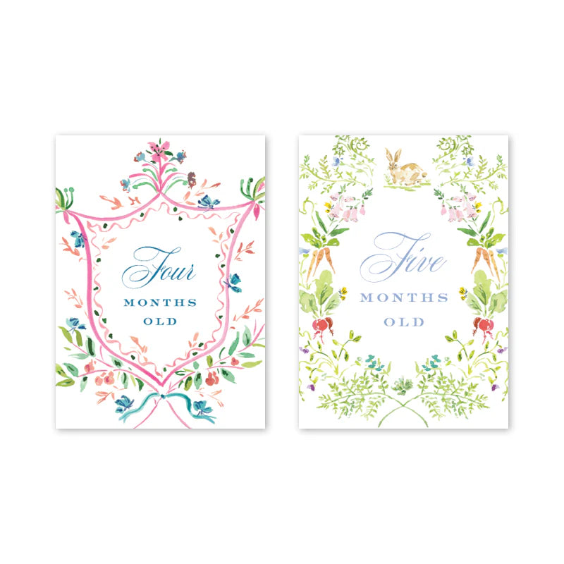Floral Crest Milestone Cards – The Ruffled Stork
