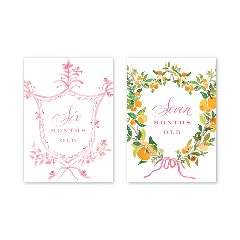 Floral Crest Milestone Cards – The Ruffled Stork