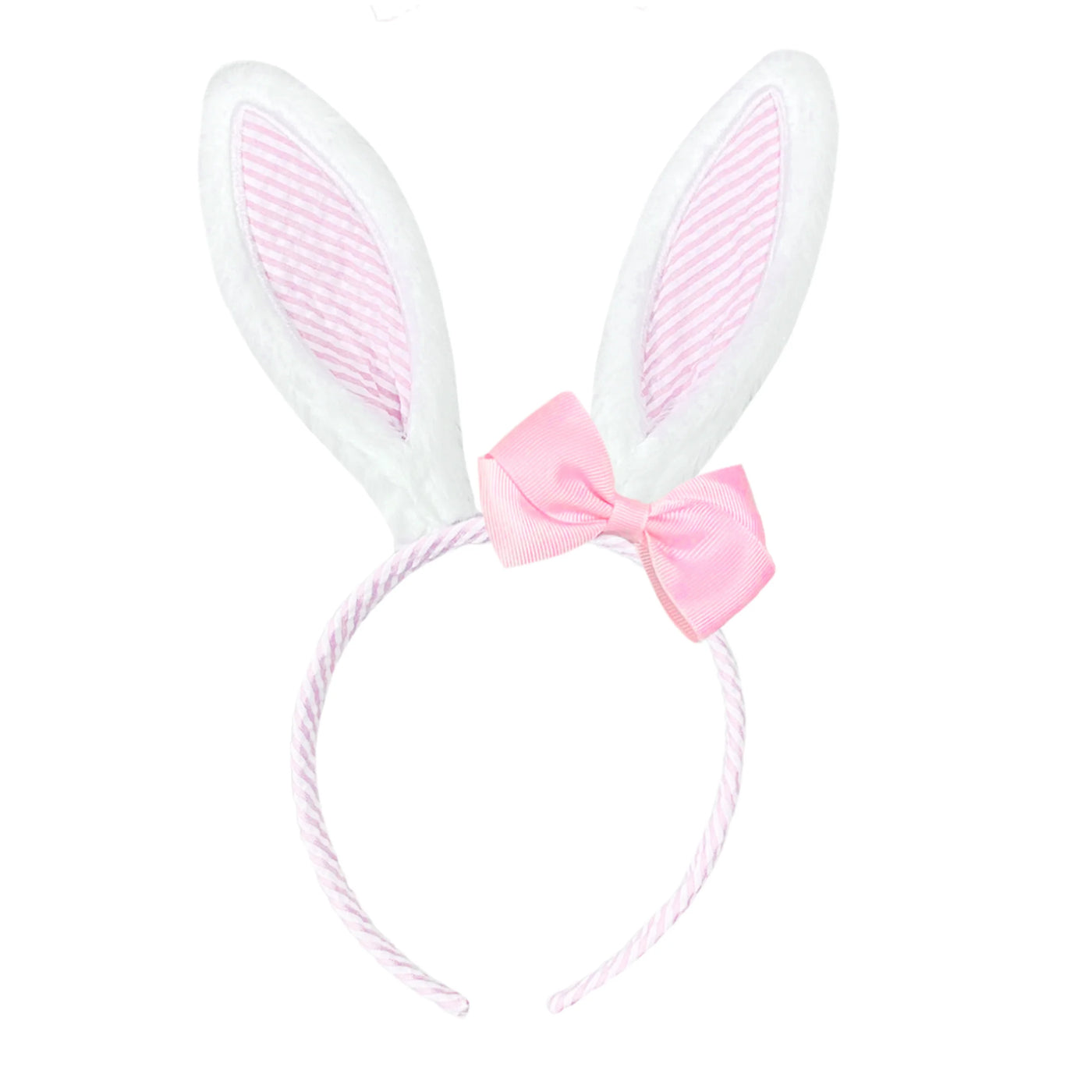 Pink Seersucker Bunny Ears with Bow