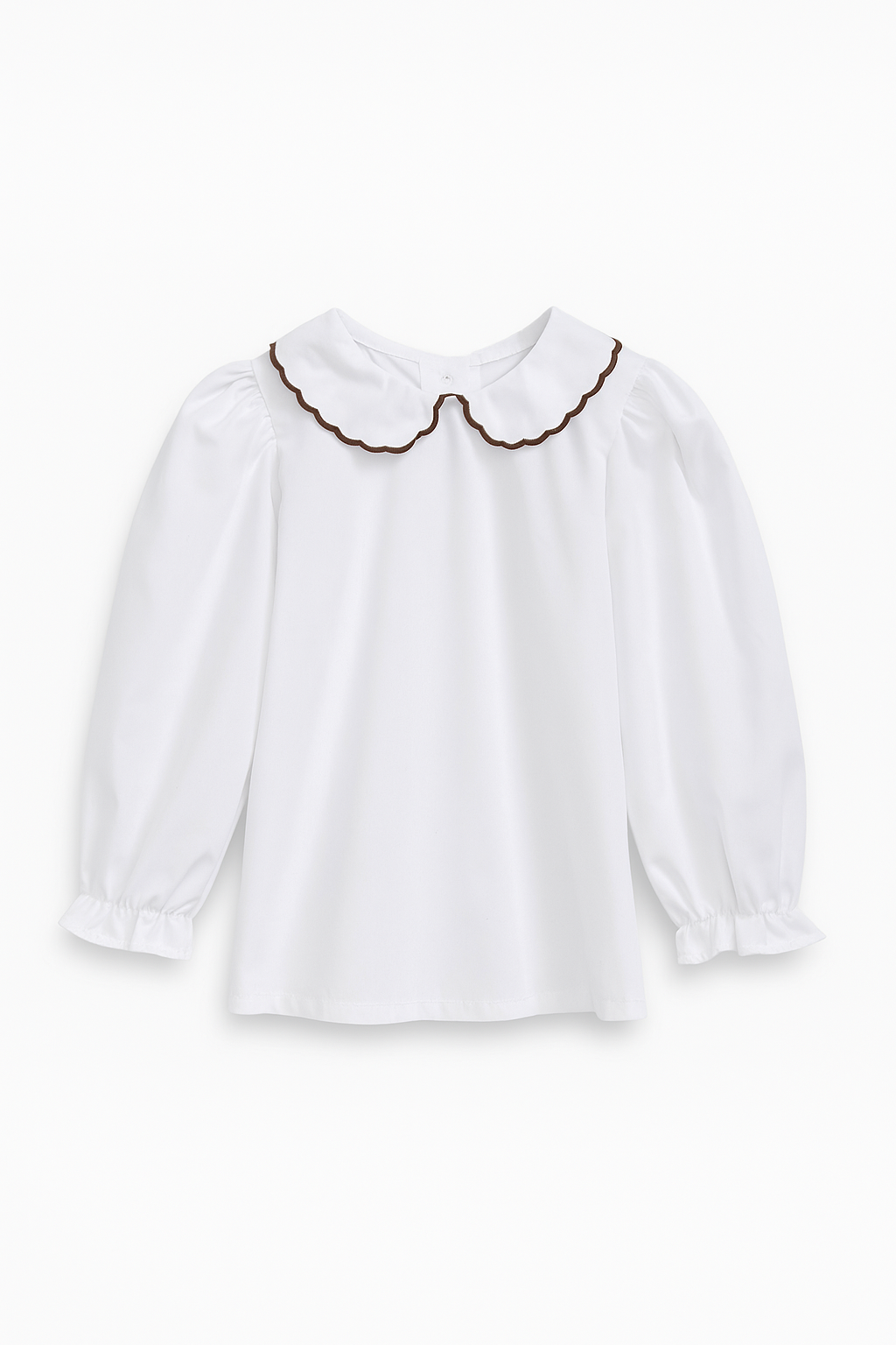 Kendall Collar Blouse - White / Cinnamon