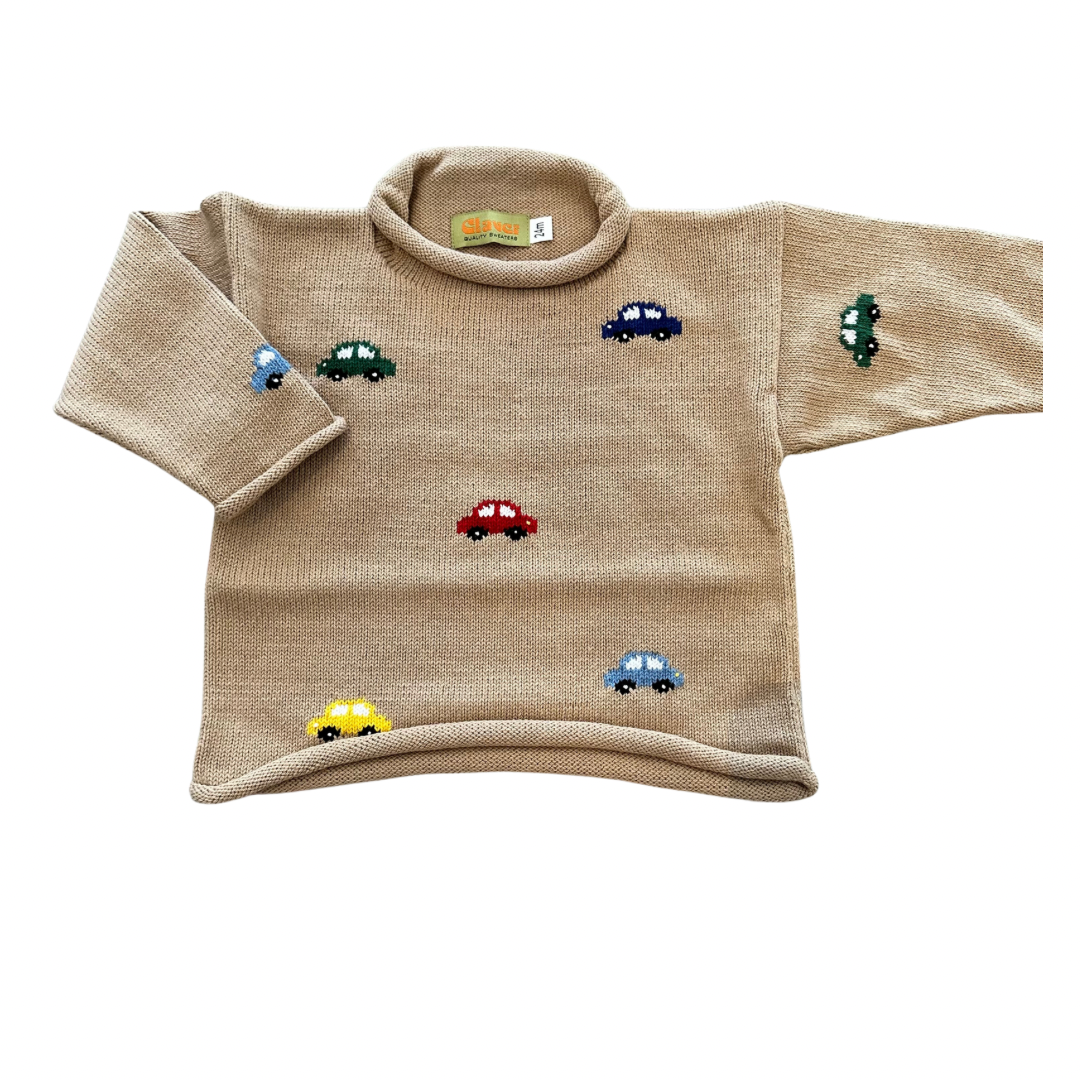 Multicolor Cars Rollneck Sweater